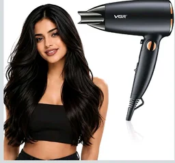 VGR V-439 Foldable Hair Dryer for Men & Women with 1600W DC Motor, 2 Speed Settings, Cool Shot Function, 1.8m Cable, Ideal for Salon and Home Use, 2 Years Warranty (Black)