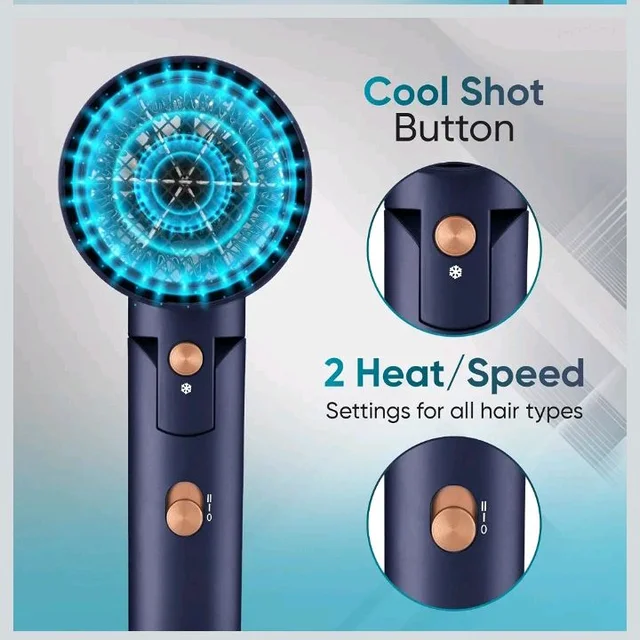Vega Ionic 1200-1400W Foldable Hair Dryer for Men and Women, Quick & Fast Drying with Ionic Technology & 2 Heat/Speed Settings (Low & High), Cool Shot Button, Detachable Nozzle, Blow Dryer (VHDH-35)