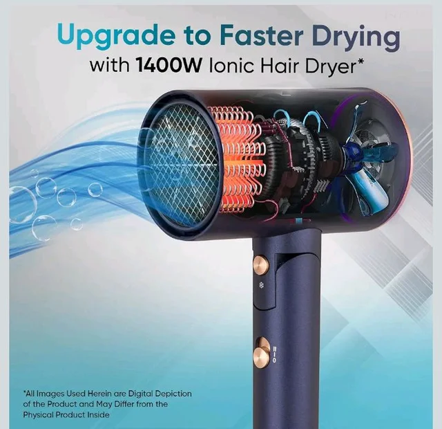 Vega Ionic 1200-1400W Foldable Hair Dryer for Men and Women, Quick & Fast Drying with Ionic Technology & 2 Heat/Speed Settings (Low & High), Cool Shot Button, Detachable Nozzle, Blow Dryer (VHDH-35)