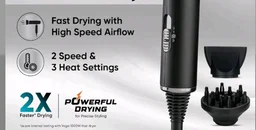 VEGA Style Pro 1600W Foldable Hair Dryer with 2X Faster Drying, 3 Heat and 2 Speed Settings, 16 Amp Plug Concentrator Nozzle & Diffuser, Hair Dryer for Men and Women, 2 Year Warranty (VHDH-34)