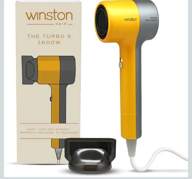 Winston Turbo X Hair Dryer 1600W for Men and Women, Compact and Fast Drying with 3 Speed/ 2 Heat Settings with Low Noise & Overheat Protection - All Hair Types