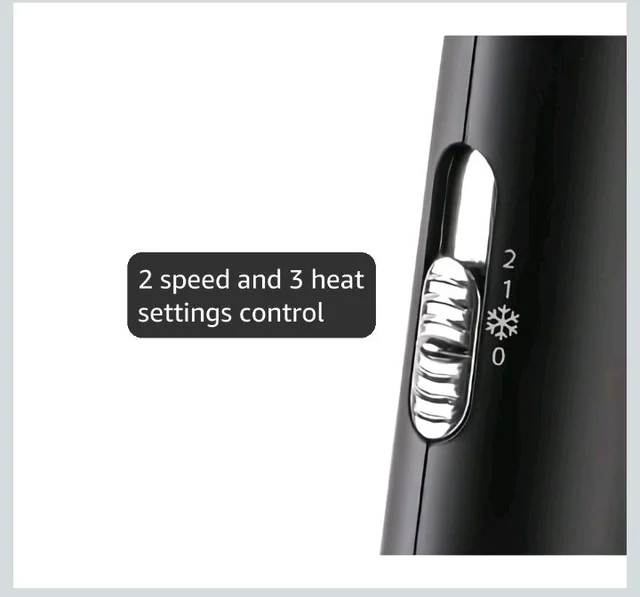 VEGA Style Pro 1600W Foldable Hair Dryer with 2X Faster Drying, 3 Heat and 2 Speed Settings, 16 Amp Plug Concentrator Nozzle & Diffuser, Hair Dryer for Men and Women, 2 Year Warranty (VHDH-34)
