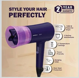 Havells Styling Hair Dryer|Vortex Flow Technology|3 Styling Attachments| ScalpSafe Swirl (Patent Applied)|Aerofocus Nozzle|Quill-Style Comb|Styling with Care|2 years Guarantee|