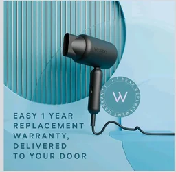 WINSTON Ionic Foldable Hair Dryer - 1400W | Compact, Foldable, and Damage-Free Drying Blow Dryer with Low Noise & Overheat Protection - 1 Year Warranty (Grey)