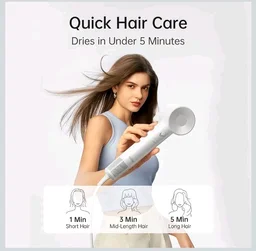 Laifen Hair Dryer SE Lite White, 150 Million Negative Ionic Blow Dryer With 100,000 RPM Brushless Motor, 1400 Watt Powerful Fast Drying High-Speed Low Noise Hairdryer, Lightweight and Compact Design