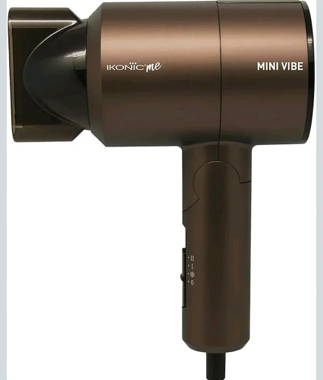 IKONIC Mini Vibe Hair Dryer 1200 Watts with 2 Speed Setting Cool Shot Overheat Protection, Compact Design, Travel Friendly,Glossy Finish Look, All Hair Type, Coffee