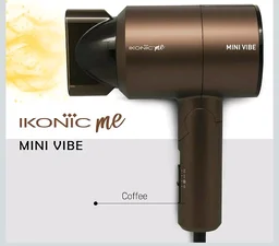 IKONIC Mini Vibe Hair Dryer 1200 Watts with 2 Speed Setting Cool Shot Overheat Protection, Compact Design, Travel Friendly,Glossy Finish Look, All Hair Type, Coffee