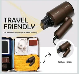 IKONIC Mini Vibe Hair Dryer 1200 Watts with 2 Speed Setting Cool Shot Overheat Protection, Compact Design, Travel Friendly,Glossy Finish Look, All Hair Type, Coffee