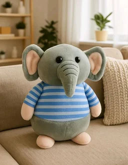 Fun4you Elephant Soft Toy for Kids – Cute Animal Plush – Stuffed Elephant for Baby Boys & Girls – Cuddly Soft Gift for Toddlers - Blue - 20 cm