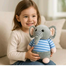 Fun4you Elephant Soft Toy for Kids – Cute Animal Plush – Stuffed Elephant for Baby Boys & Girls – Cuddly Soft Gift for Toddlers - Blue - 20 cm