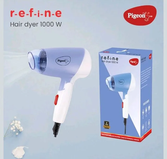 Pigeon Hair Dryer| 1000 Watts| 2 Speed & Temperature (Hot/Cool)| Foldable Handle| For Women and Men| 2 Years Warranty| Blue