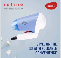 Pigeon Hair Dryer| 1000 Watts| 2 Speed & Temperature (Hot/Cool)| Foldable Handle| For Women and Men| 2 Years Warranty| Blue