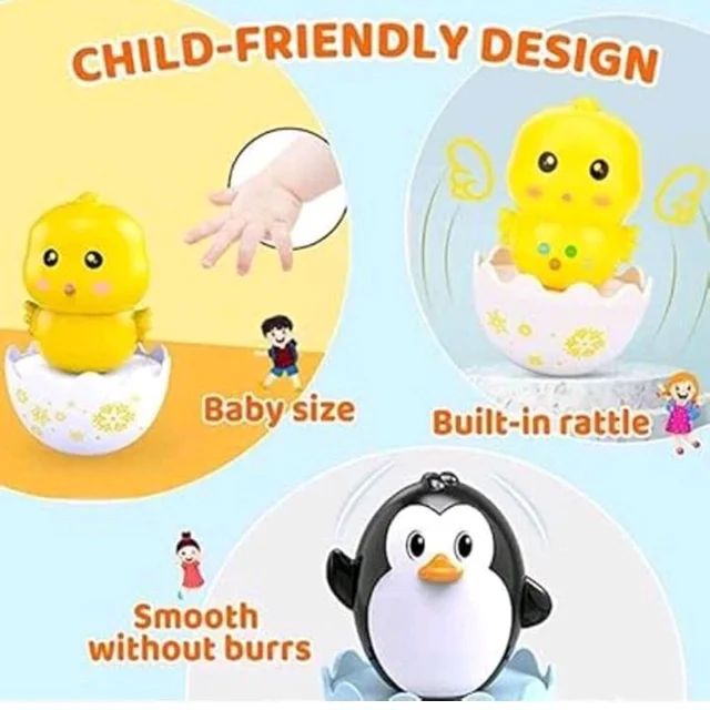 Roly Poly Push and Shake Baby Tumbler Toys 2 Pcs Set Penguin Chick Bunny Wobbler Self-Balancing Rattle Educational Sensory Development Toys for Infants and Toddlers
50+ bought in past month
