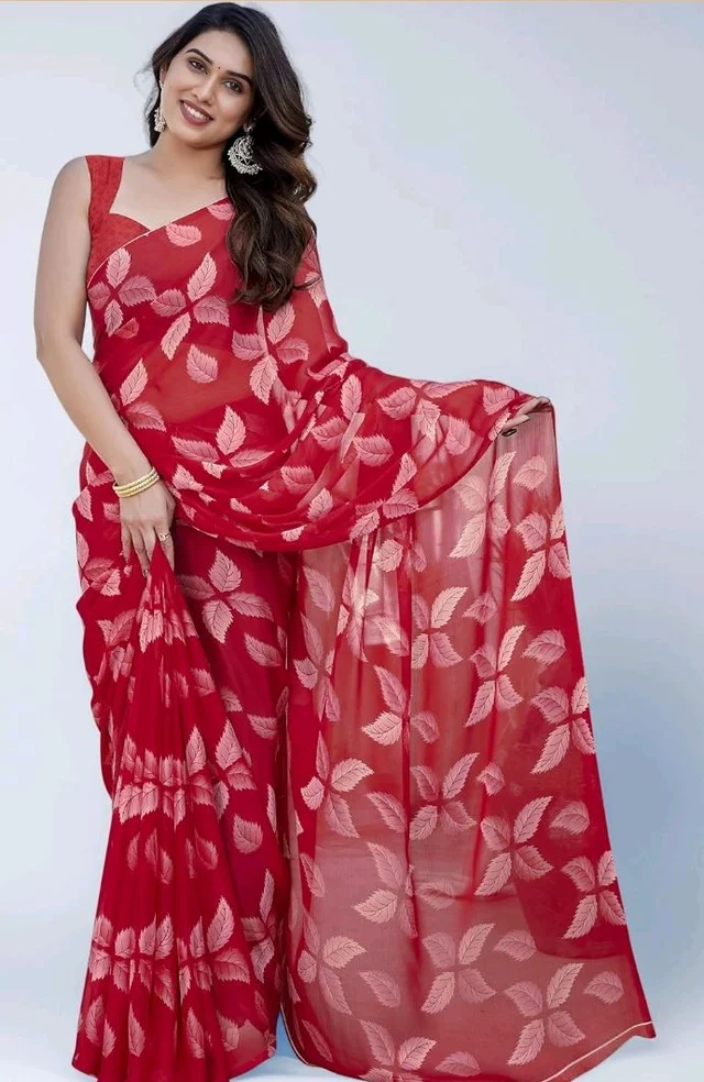 MIRCHI FASHION Saree for Woman Chiffon Floral Printed | Lightweight Comfortable Daily Wear Women's Sari with Unstitched Blouse Piece (Available in 15 Colors)