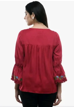 Maahi Women's Rayon Maroon Embroidery Top
- 2XL