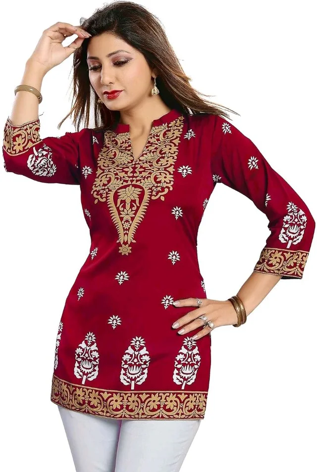 Meher Impex Women's Girls Poly Crepe Digital Printed Top
- L