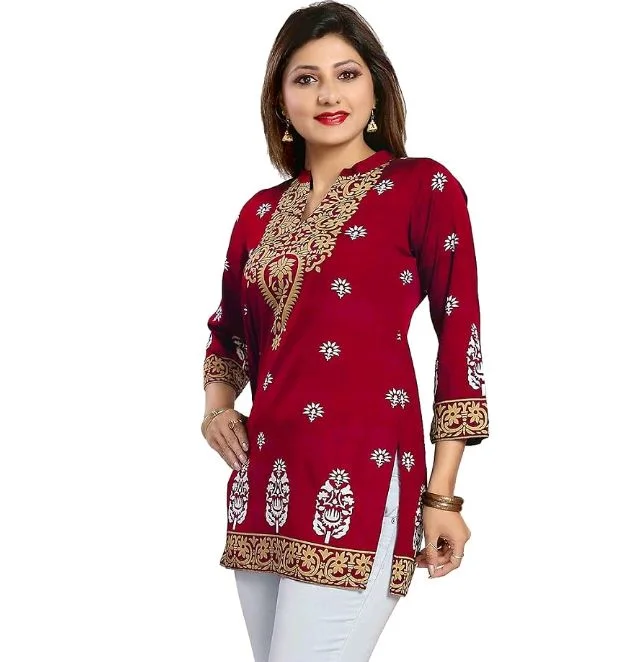Meher Impex Women's Girls Poly Crepe Digital Printed Top
- L