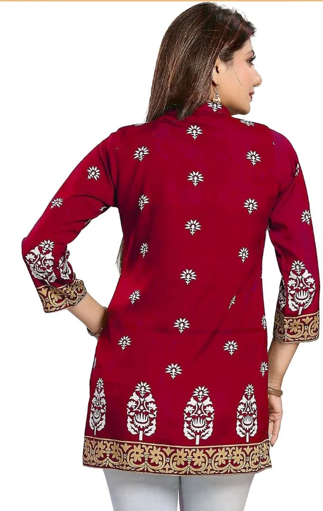 Meher Impex Women's Girls Poly Crepe Digital Printed Top
- L