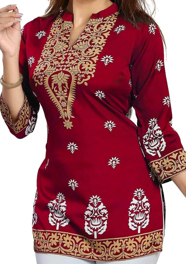 Meher Impex Women's Girls Poly Crepe Digital Printed Top
- L