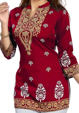Meher Impex Women's Girls Poly Crepe Digital Printed Top
- L