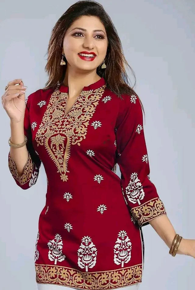 Meher Impex Women's Girls Poly Crepe Digital Printed Top
- L