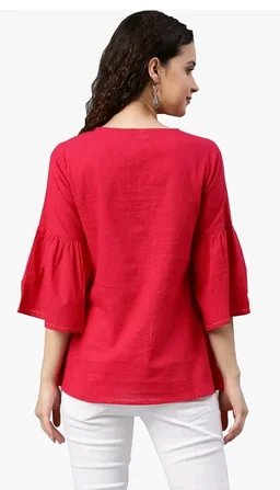 Yash Gallery Women's Cotton Patch Work Straight Top for Women
- L