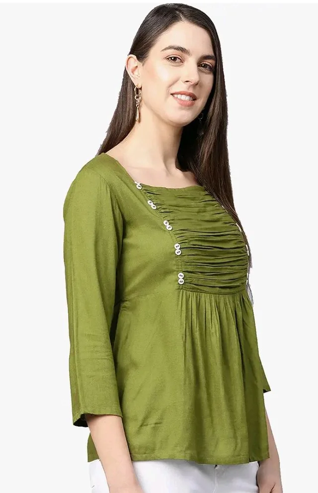 Yash Gallery Women's Rayon Regular Fit Top
- M