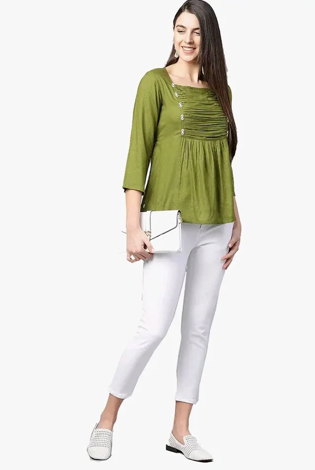 Yash Gallery Women's Rayon Regular Fit Top
- M