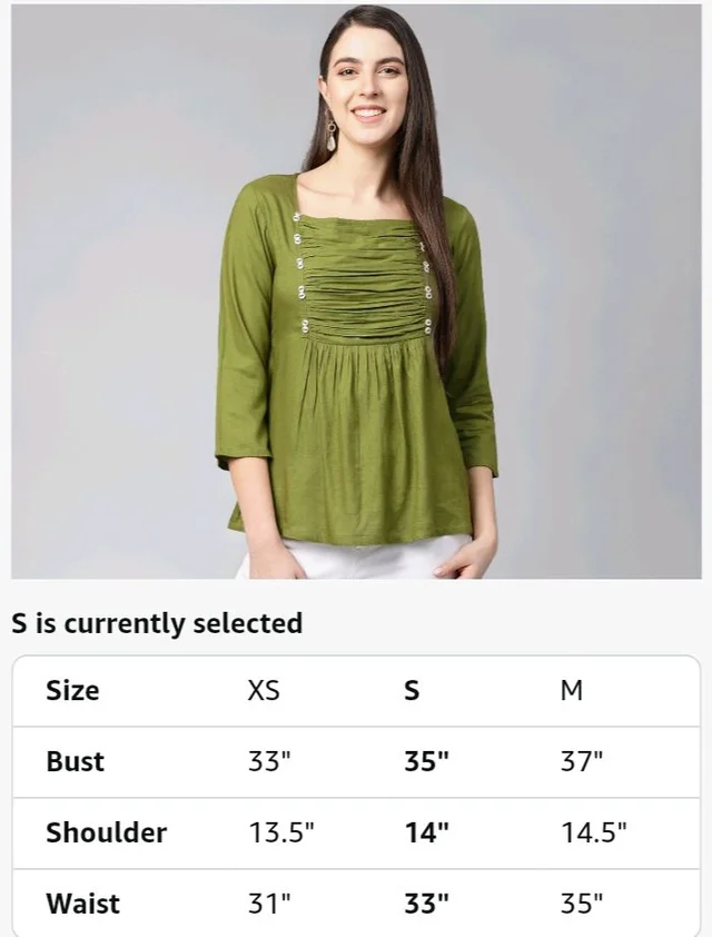 Yash Gallery Women's Rayon Regular Fit Top
- M