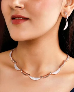 Rubans Necklace Set American Diamond Cubic Zirconia Jewellery Gift for Women & Girls