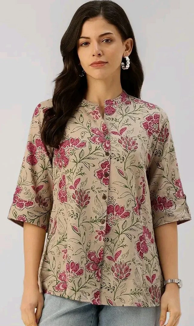 Printed Mandarin Collar top – Casual & Chic (S-3XL)
- 2XL