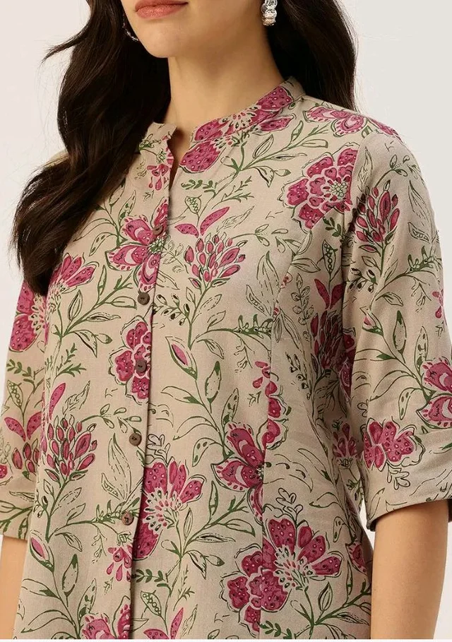 Printed Mandarin Collar top – Casual & Chic (S-3XL)
- 2XL
