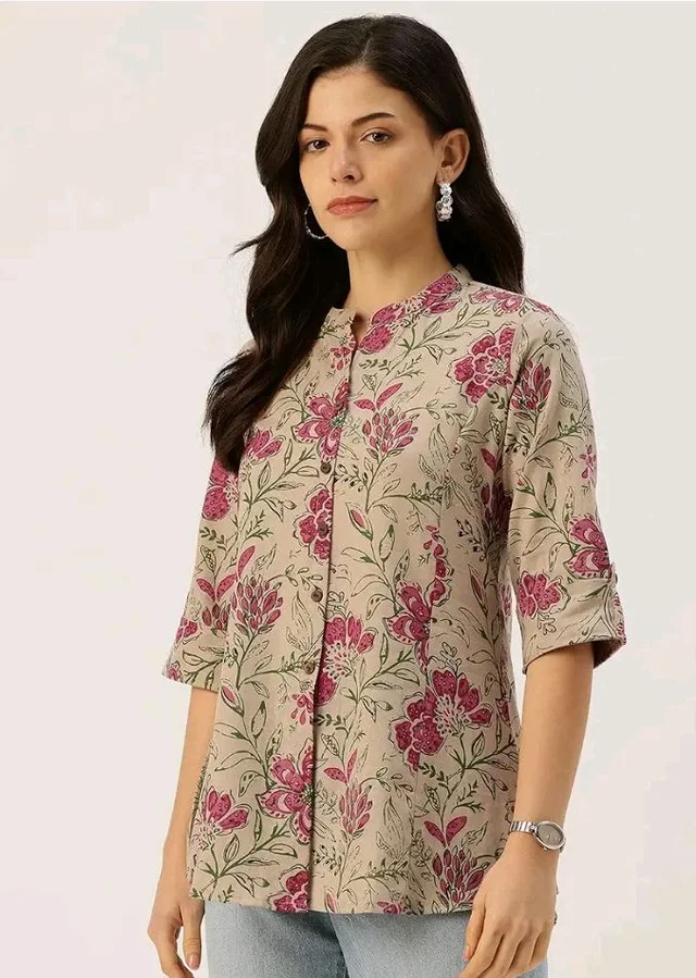 Printed Mandarin Collar top – Casual & Chic (S-3XL)
- 2XL