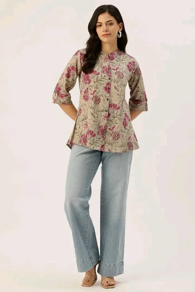 Printed Mandarin Collar top – Casual & Chic (S-3XL)
- 2XL