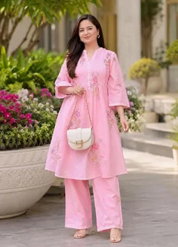 Brand: Gk Blessings Shops
Women's Cotton Embroidery A-Line Kurti with Pant Set
- 2XL