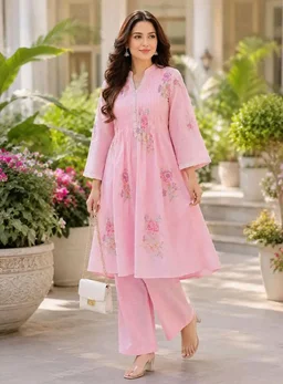 Brand: Gk Blessings Shops
Women's Cotton Embroidery A-Line Kurti with Pant Set
- 2XL