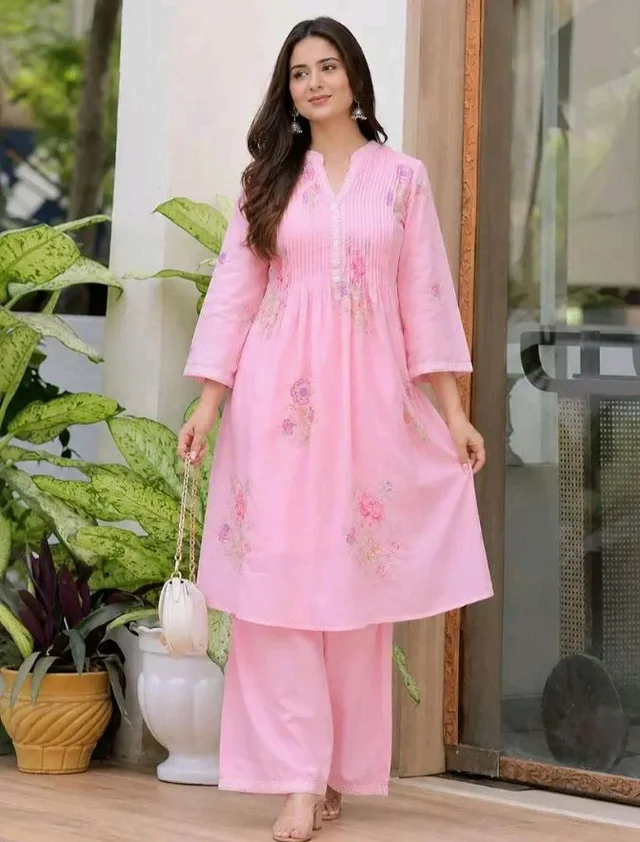 Brand: Gk Blessings Shops
Women's Cotton Embroidery A-Line Kurti with Pant Set
- 2XL