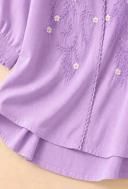 RIEKA Womens Embroidered Korean Style Top and Tunic; V Neck| Floral Thread Embroidery| Three Quarter Puff Sleeves |Relaxed Fit Curved Hem| Casual Everyday Fusion Top
- 3XL
