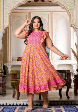 Yash Gallery Women's Rayon Regular Fit Anarkali Kurta - 2XL