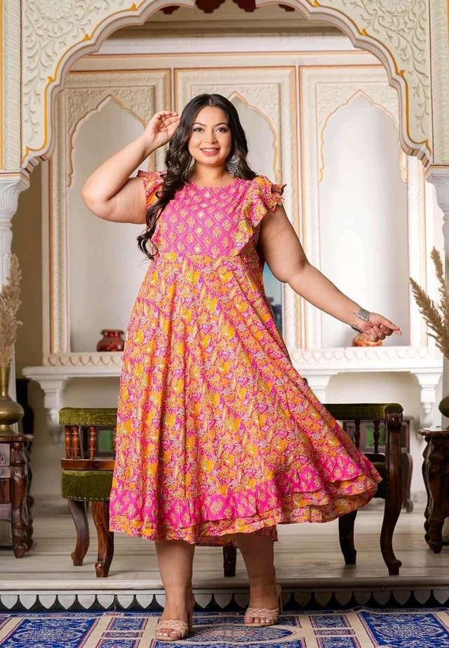 Yash Gallery Women's Rayon Regular Fit Anarkali Kurta - 2XL