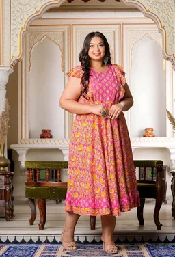 Yash Gallery Women's Rayon Regular Fit Anarkali Kurta - 2XL