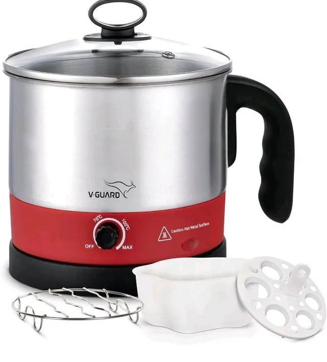 V-Guard VKM12 1.2 Litre Multipurpose Electric Kettle | 600 W | Kettle for Boiling Water,Eggs,Milk,Tea,Coffee |360° Rotating Base,Auto Cut-Off,Overheat & Dry Boil Protection |1 Year Coverage by V-Guard