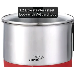 V-Guard VKM12 1.2 Litre Multipurpose Electric Kettle | 600 W | Kettle for Boiling Water,Eggs,Milk,Tea,Coffee |360° Rotating Base,Auto Cut-Off,Overheat & Dry Boil Protection |1 Year Coverage by V-Guard