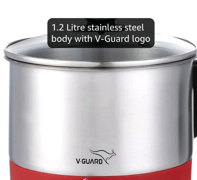V-Guard VKM12 1.2 Litre Multipurpose Electric Kettle | 600 W | Kettle for Boiling Water,Eggs,Milk,Tea,Coffee |360° Rotating Base,Auto Cut-Off,Overheat & Dry Boil Protection |1 Year Coverage by V-Guard