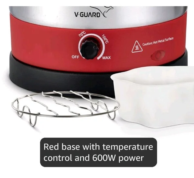 V-Guard VKM12 1.2 Litre Multipurpose Electric Kettle | 600 W | Kettle for Boiling Water,Eggs,Milk,Tea,Coffee |360° Rotating Base,Auto Cut-Off,Overheat & Dry Boil Protection |1 Year Coverage by V-Guard