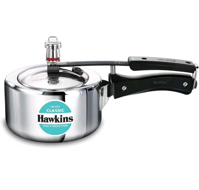 Hawkins Classic 1.5 Litre Triply Stainless Steel Pressure Cooker | Straight Body | Induction & Gas Compatible | Ideal for 1–2 persons | ISI Certified | Guaranteed for 5 year | Silver (SSTCL15)