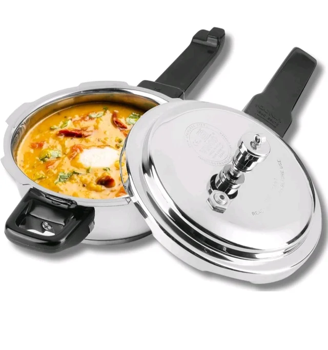 Vinod Stainless Steel Pressure Cooker 2 Litres | Also use as Deep Fry pan | Sandwich Bottom | Induction and Gas Stove Friendly | 2 Years Warranty | ISI and CE certified | Silver
