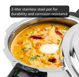 Vinod Stainless Steel Pressure Cooker 2 Litres | Also use as Deep Fry pan | Sandwich Bottom | Induction and Gas Stove Friendly | 2 Years Warranty | ISI and CE certified | Silver