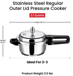Vinod Stainless Steel Pressure Cooker 2 Litres | Also use as Deep Fry pan | Sandwich Bottom | Induction and Gas Stove Friendly | 2 Years Warranty | ISI and CE certified | Silver