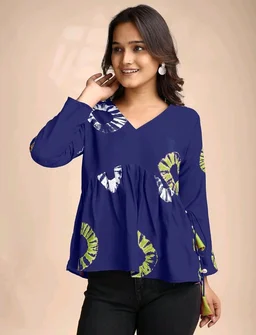 Youthnic Women's Poly Rayon Printed Alia Cut Peplum Top | Top for Office | Women's Tunics | Short Kurti Women| Regular Fit - L
